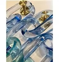 Adornos de Pared Curvos de Acrílico Ecológicos de Estilo Art Deco Moderno de ILAHI, Adornos Colgantes Hechos a Mano con Patrón Vertical en Forma de Cadena - Product Image 1