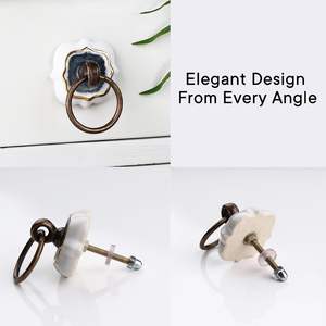 Bulk Vintage <b>Ceramic</b> Ring Pull <b>Knobs</b> Crackle Glaze Drawer Handles Antique Style <b>Cupboard</b> Drop Pull Furniture <b>Knobs</b> - Product Image 2