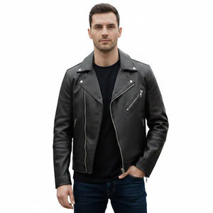 Veste en cuir de vachette de haute qualité, design personnalisé haut de gamme, style moderne, col rabattu, fermeture éclair, type bomber. - Product Image 2