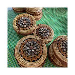 Organic Rattan <b>Bag</b> Premium Grade Handwoven Summer Beach <b>Bag</b> Leather Strap <b>Straw</b> Purse Bulk Pack Wholesale Vietnam Factory - Product Image 1