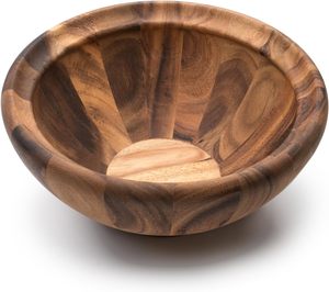 Juego de Tazones de Madera para Servir, Diseño Moderno con Patrón Geométrico Azul, Aptos para Lavavajillas, Hechos a Mano con Madera de Nogal, Servidores de Ensalada para Fiestas y Uso Doméstico - Product Image 5