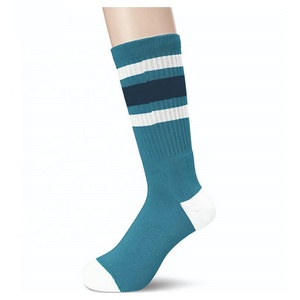 Men's <b>Black</b> Crew <b>Socks</b> with White Stripes Knitted Breathable Athletic Style Spring Wear - Product Image 6