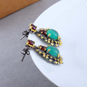 Newly 100% Natural Aqua Chalcedony Gemstone Hook <b>Earrings</b> <b>Solid</b> 925 Sterling <b>Silver</b> Fine <b>Hoop</b> <b>Earring</b> Gifting For Women And Girl - Product Image 4