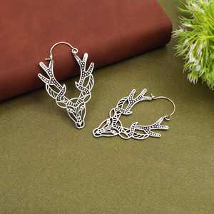 Boucles d'oreilles en laiton tête de cerf, boucles d'oreilles pendantes en bois de cerf, bijoux animaliers bohèmes, boucles d'oreilles rustiques de la forêt, cadeau inspiré de la nature - Product Image 2