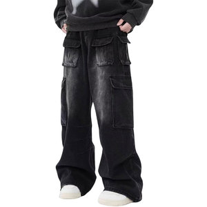 Trendy Lightweight Canvas Men Mid Baggy <b>Jeans</b> Casual Loose Fit Breathable Stonewashed Denim Pants Wholesale Custom Logo - Product Image 3