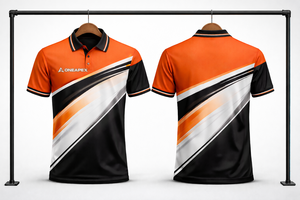 <b>Mens</b> Orange <b>Black</b> <b>Polo</b> <b>Shirt</b> Custom Sublimation Sportswear Contrast Stripe Golf Team Uniform Performance <b>Shirt</b> - Product Image 3