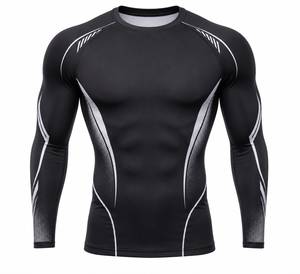 Premium Men's Long Sleeve Compression Rash Guard Eco-Friendly 180g Spandex Polyester Quick Dry Breathable <b>Athletic</b> Workout Shirt - Product Image 4