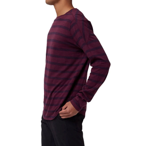Camiseta de Manga Larga a Rayas Borgoña para Hombre, Cuello Redondo, Tejido de Punto, Corte Regular, Estilo Casual - Product Image 3