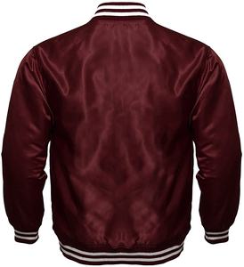 New Custom Outdoor Shocking Blue And Red Plus <b>Black</b> Color Customized Warm Able Top High Quality Satin Varsity <b>Jacket</b> - Product Image 4