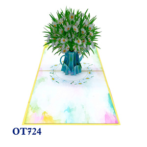 Tarjeta Pop-Up 3D de Papel con Flores de Margarita Blancas, Diseño Personalizado, Hecha a Mano, Decoración para el Hogar, Vietnam, Hanói - Product Image 2