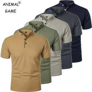 Camisa polo blanca para hombre, de manga corta, tejida, de color sólido, informal, con botones, diseño clásico, con cuello. - Product Image 3