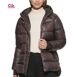 Veste matelassée sur mesure pour femme, veste d'hiver, veste d'extérieur, manches longues, rembourrage en polyester, fermeture éclair, couleur unie, épaisse et chaude - Product Image 3