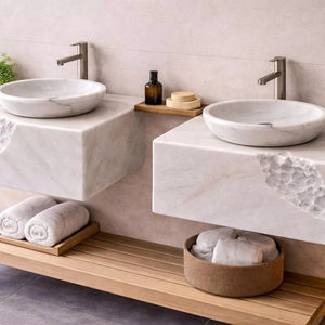 Lavabo de Mármol Tallado a Mano de Lujo Moderno - Lavabo Independiente Premium para Muebles de Baño en Hoteles, Resorts y Villas - Product Image 6