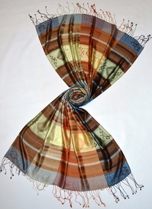 Châle Pashmina Élégant et Vintage pour Femme, Fait sur Mesure, Tissé à l'Eau, Réversible, Bicolore, Long, Motif Automnal, Écharpe Stole en Soie - Product Image 6