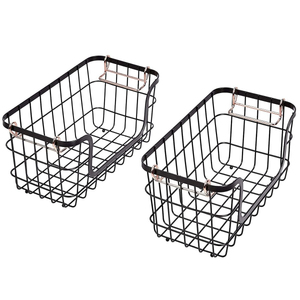 Panier de rangement en métal multi-usages moderne, écologique, tissé à la main, finition noire de qualité supérieure, pour l'organisation de la cuisine et de la maison - Product Image 6