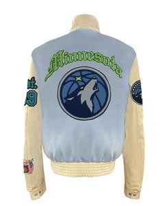 Veste universitaire en laine et cuir des Minnesota Timberwolves, bleu ciel - Product Image 2