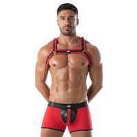 Harnais de poitrine en dentelle respirant réglable en similicuir blanc pour homme, style Kinky Bulldog, pour clubwear et fétichisme, grandes tailles