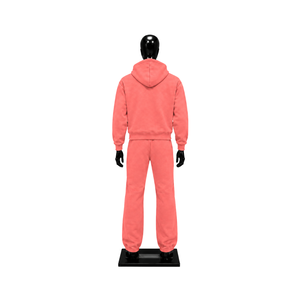 Conjunto Deportivo Personalizado de Felpa Rosa Coral para Hombre, Sudadera con Cremallera Completa y Pantalones Jogger, Ropa Deportiva Casual de Invierno, Venta al Por Mayor, Fabricante OEM - Product Image 2