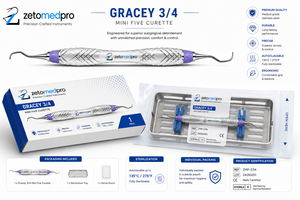 Cureta Dental Gracey 7/8 Mini Five Premium, Estándar y Rígida, Instrumento para Periodoncia y Planificación Radicular, OEM Zetomed Pro - Product Image 6