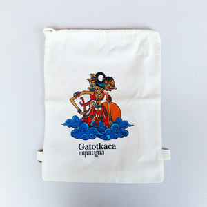 Mochila de Lona Impermeable Hecha a Mano con Diseño de Marioneta de Sombra Indonesiana, Recuerdo Cultural Tradicional, Ligera, para Viajes y Gimnasio - Product Image 1