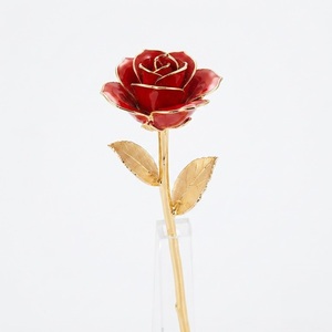 Rosa Bañada en Oro de 24K al por Mayor, Flor Natural Preservada Hecha a Mano, Rosa Dorada de Tallo Largo con Caja de Regalo de Lujo para el Día de San Valentín - Product Image 1