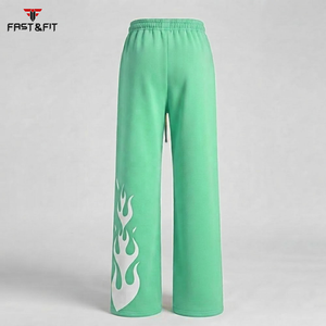 Custom Men Loose Pants Solid Color Joggers Sweat Pants Flared Sweatpants With Logo Digital Print mens pants - Product Image 2