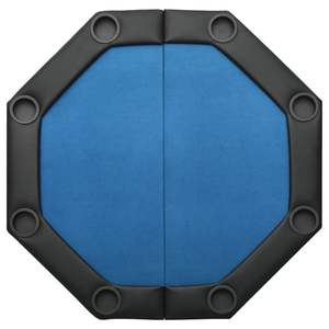 Table de poker en bois d'ingénierie bleu avec revêtement en cuir artificiel et acier pour jeux de hasard ou de mahjong - Product Image 4