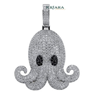Pendentif Pieuvre en Moissanite, Argent 925, Or 18K, Thème Animal, Coupe Ronde Brillante, Bijou Unisexe pour Usage Quotidien - Product Image 4