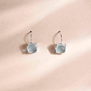Vintage Natural Light Blue Aquamarine <b>Dangle</b> <b>Earrings</b> Raw Gemstone 925 Sterling <b>Silver</b> 14K Gold Plated Luxury Royal Design - Product Image 3
