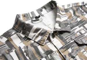 Veste en jean décontractée pour homme, col montant, imprimée, simple boutonnage, coupe ajustée, longueur standard, style décontracté, en promotion - Product Image 2