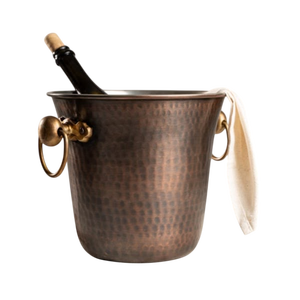 Cubo de hielo redondo de metal martillado con tapa y pinzas, enfriador de bebidas para fiestas, diseño artesanal, ideal para el hogar y eventos. - Product Image 4