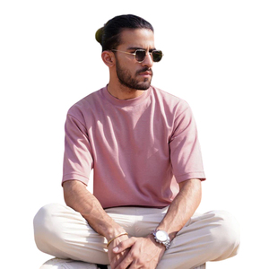 T-shirts pour hommes de style tendance, haute qualité, confortables, 100% coton, manches courtes avec impression en relief et épaules tombantes - Product Image 2
