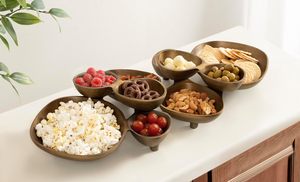 Bandeja para servir, plato para servir namkeen, bandeja para papas fritas y salsa, bandeja organizadora de aperitivos, bandeja de madera para aperitivos, plato multiusos para servir - Product Image 6