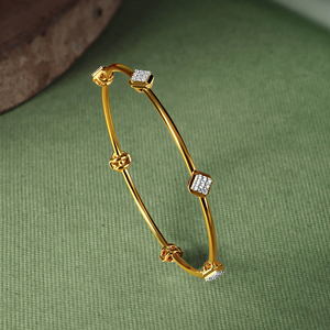 Luxury 14K Gold Plated Geometric CZ Diamond Openable <b>Bangle</b> <b>Bracelet</b> for Women | Elegant Designer Fashion Jewelry - Product Image 3
