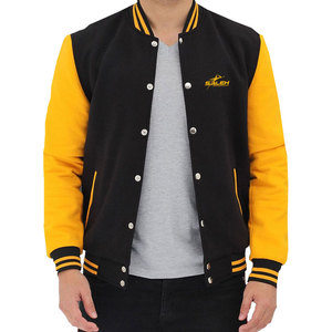 Chaqueta Varsity Elegante Estilo Urbano con Mangas Acanaladas y Tejido Cómodo - Product Image 1