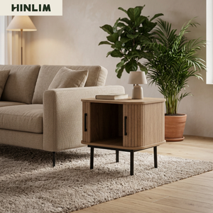 Mesa Auxiliar de Madera Minimalista Moderna de Mediados de Siglo con Almacenamiento, Muebles para Dormitorio - Product Image 2