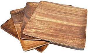 Plato de Madera Hecho a Mano, Plato de Servir de Madera Maciza Natural, Plato Rústico para la Cena, para el Hogar, Cocina, Restaurante, Hotel y Decoración de Mesa - Product Image 5