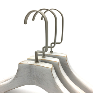 Custom Old White Thick <b>Wooden</b> Clothes Hanger Customizable Logo and Metal <b>Hooks</b> Custom Orders Accepted Non-Slip Custom-made Logo - Product Image 2