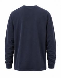 Suéter de Cuello Redondo para Hombre, Color Azul Marino, Manga Larga, Corte Regular, Informal, Tejido de Punto, Color Sólido, 100% Algodón, Transpirable para Otoño - Product Image 5