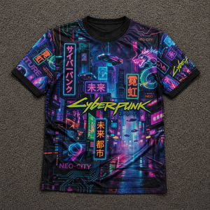 Camisetas Oversize de Estilo Cyberpunk Neón Y2K para Hombre, Diseño Gráfico 3D, Ciencia Ficción Japonesa, Ciudad del Futuro, Transpirables, 100% OEM - Product Image 1