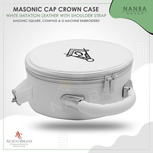 White Square Compass & G Machine Embroidered Black Caps <b>Case</b> With Strap - Product Image 2
