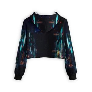 Sweat-shirt court à capuche personnalisé imprimé astronaute, pull-over imprimé par sublimation, streetwear automne femme, en polyester tricoté - Product Image 2