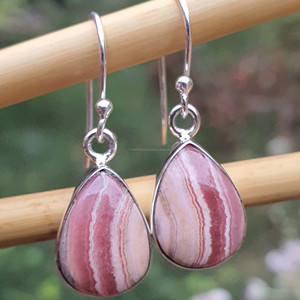 Thanh Lịch 925 Sterling Silver Drop Bông Tai Tự Nhiên Rhodochrosite Dangle Giọt Nước Thiết Kế Cho Món Quà Của Phụ Nữ Bán Buôn Đồ Trang Sức - Product Image 1
