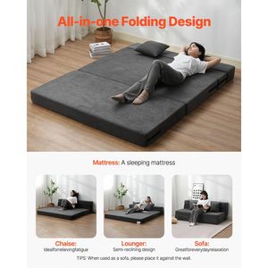 Divano Letto Pieghevole 3 in 1 Convertibile con 2 Rivestimenti Lavabili, Schiuma Memory ad Alta Densità 25D per Uso in Palestra e Hotel - Product Image 5