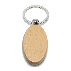 Porte-clés en bois vierge pour hommes et femmes, promotion OEM, vente en gros, formes ovale, ronde, cœur, pour cadeaux - Product Image 1