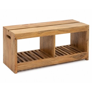 Banc de rangement pour chaussures en bois de manguier pour entrée |   Meubles artisanaux en gros d'Inde - Product Image 1