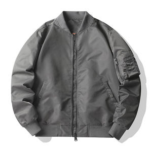 AMERICAN TRENCH CLOTHING Thin Casual Men's <b>Vintage</b> Acid Wash Nylon Windproof Breathable Button Stand Collar Zip-Up <b>Bomber</b> <b>Jacket</b> - Product Image 4