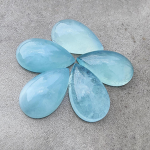 พลอยทรงหยดน้ำตาสีขาวขุ่นธรรมชาติอัญมณีหลวมปรับเทียบแล้วหินหลังแบนสำหรับทำเครื่องประดับ - Product Image 4