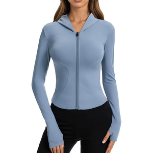 Cardigan de yoga long pour femme, ouvert sur le devant, manches longues, coupe décontractée, respirant, en nylon et élasthanne, léger, pour superposition - Product Image 2