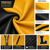 Veste universitaire en cuir jaune et noir personnalisée pour hommes, style classique Letterman, avec patchs chenille sur le devant, haute qualité OEM ODM